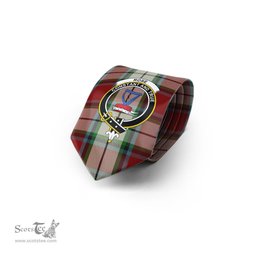 Scottish Rose White Dress Tartan Tie with Family Crest Tartan Plaid NeckTie Scottish Plaid Tartan Plaid - ScotsTee - scotstee.com