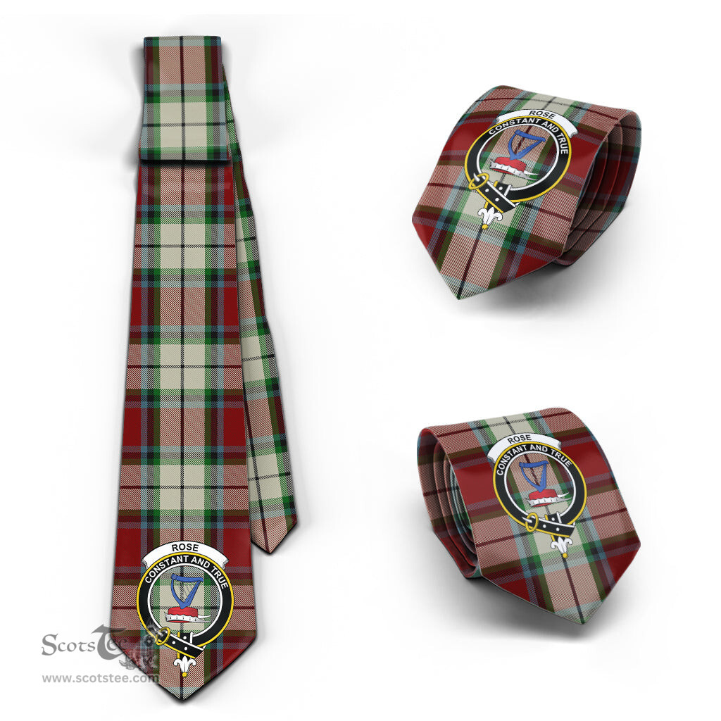Scottish Rose White Dress Tartan Tie with Family Crest Tartan Plaid NeckTie Scottish Plaid Tartan Plaid - ScotsTee - scotstee.com