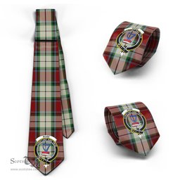 Scottish Rose White Dress Tartan Tie with Family Crest Tartan Plaid NeckTie Scottish Plaid Tartan Plaid - ScotsTee - scotstee.com