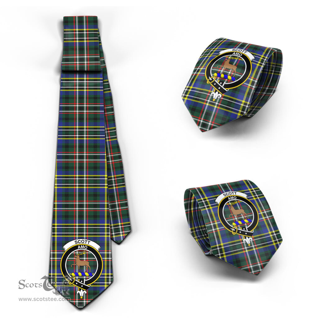 Scottish Scott Green Modern Tartan Tie with Family Crest Tartan Plaid NeckTie Scottish Plaid Tartan Plaid - ScotsTee - scotstee.com