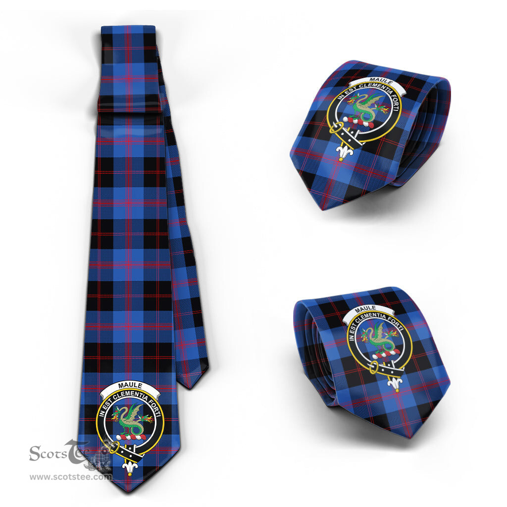 Scottish Maule Tartan Tie with Family Crest Tartan Plaid NeckTie Scottish Plaid Tartan Plaid - ScotsTee - scotstee.com