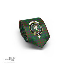 Scottish Shaw of Tordarroch Green Hunting Tartan Tie with Family Crest Tartan Plaid NeckTie Scottish Plaid Tartan Plaid - ScotsTee - scotstee.com