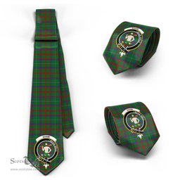 Scottish Shaw of Tordarroch Green Hunting Tartan Tie with Family Crest Tartan Plaid NeckTie Scottish Plaid Tartan Plaid - ScotsTee - scotstee.com