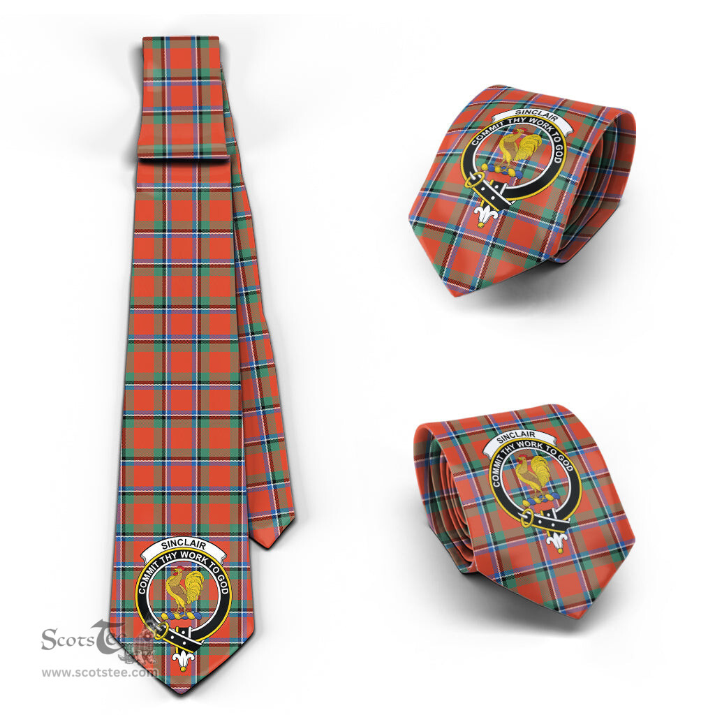 Scottish Sinclair Ancient Tartan Tie with Family Crest Tartan Plaid NeckTie Scottish Plaid Tartan Plaid - ScotsTee - scotstee.com