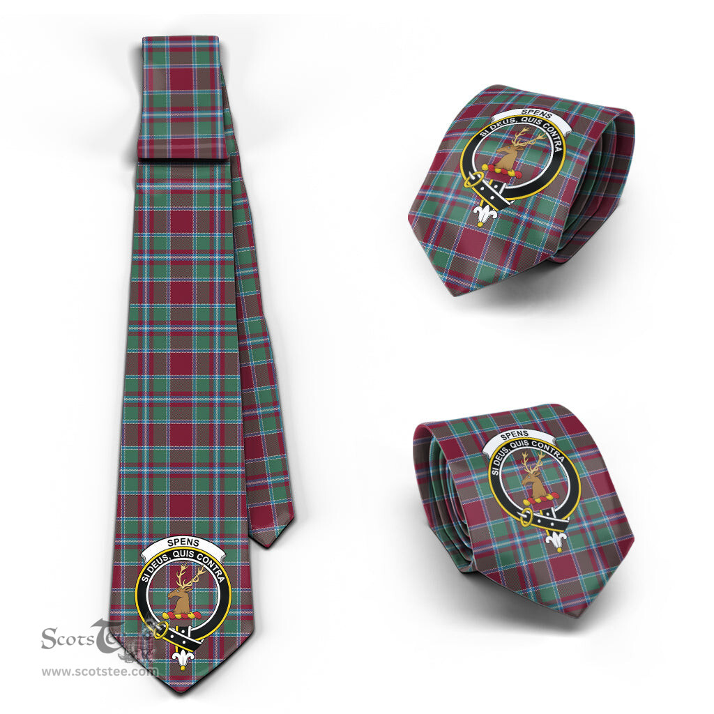 Scottish Spens (Spence) Tartan Tie with Family Crest Tartan Plaid NeckTie Scottish Plaid Tartan Plaid - ScotsTee - scotstee.com