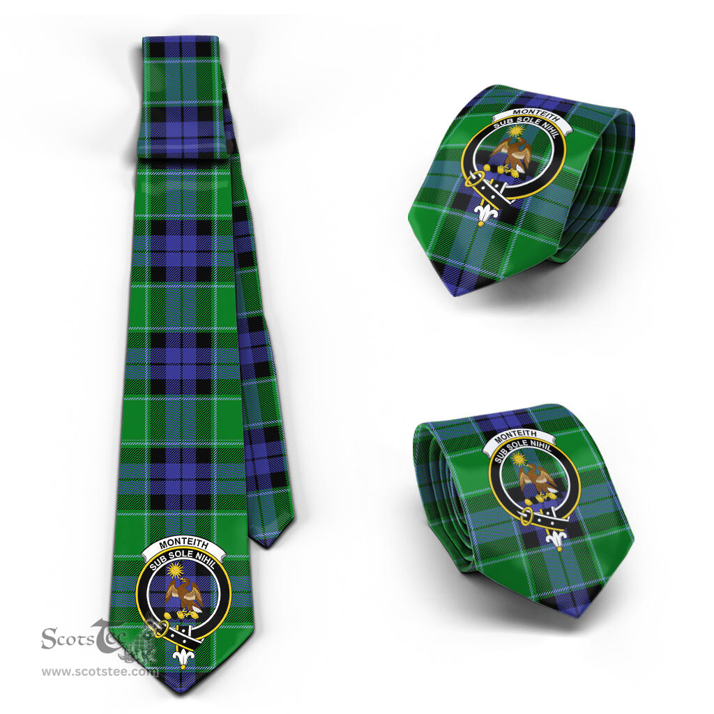 Scottish Monteith Tartan Tie with Family Crest Tartan Plaid NeckTie Scottish Plaid Tartan Plaid - ScotsTee - scotstee.com