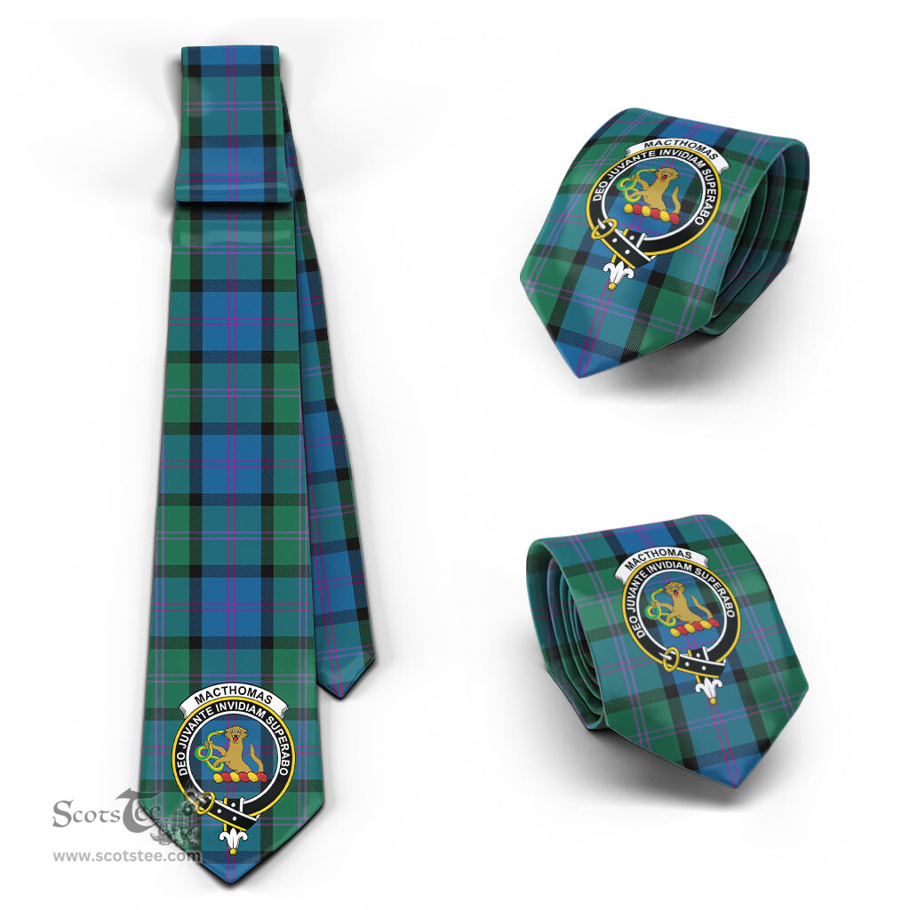 Scottish MacThomas Tartan Tie with Family Crest Tartan Plaid NeckTie Scottish Plaid Tartan Plaid - ScotsTee - scotstee.com