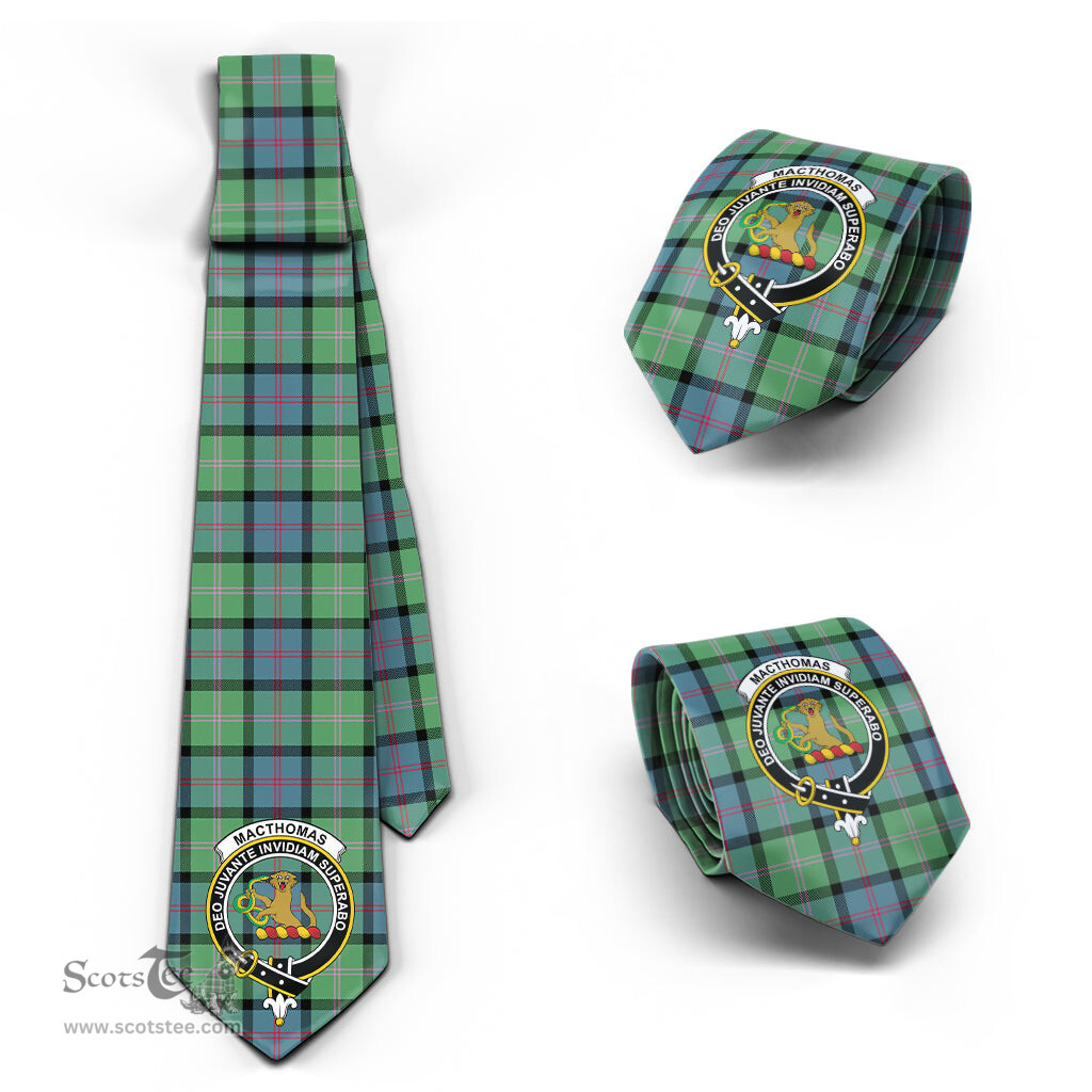 Scottish MacThomas Ancient Tartan Tie with Family Crest Tartan Plaid NeckTie Scottish Plaid Tartan Plaid - ScotsTee - scotstee.com