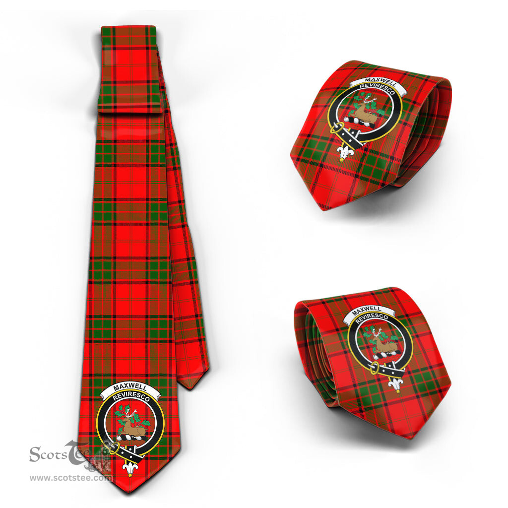 Scottish Maxwell Modern Tartan Tie with Family Crest Tartan Plaid NeckTie Scottish Plaid Tartan Plaid - ScotsTee - scotstee.com