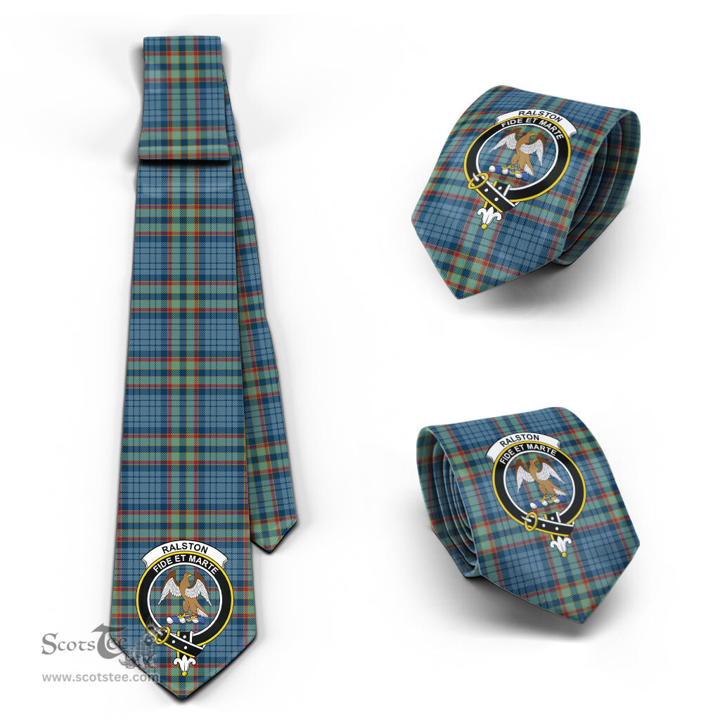 Scottish Ralston UK Tartan Tie with Family Crest Tartan Plaid NeckTie Scottish Plaid Tartan Plaid - ScotsTee - scotstee.com