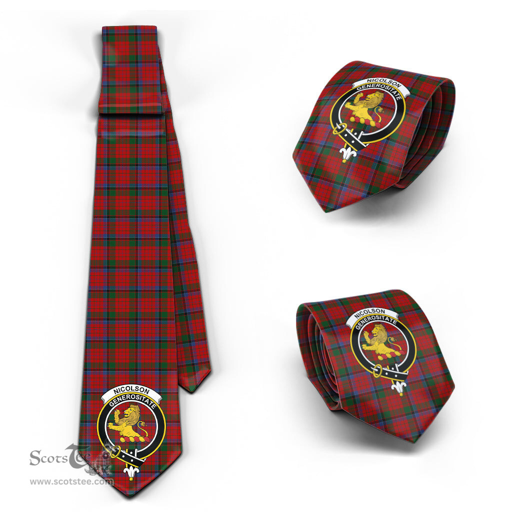 Scottish Nicolson Tartan Tie with Family Crest Tartan Plaid NeckTie Scottish Plaid Tartan Plaid - ScotsTee - scotstee.com