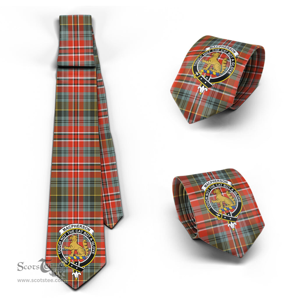 Scottish MacPherson Weathered Tartan Tie with Family Crest Tartan Plaid NeckTie Scottish Plaid Tartan Plaid - ScotsTee - scotstee.com