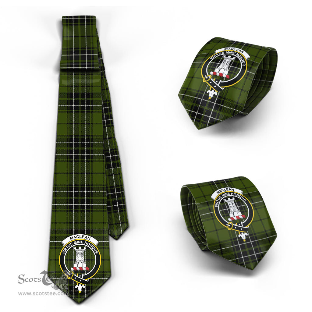 Scottish MacLean Hunting Tartan Tie with Family Crest Tartan Plaid NeckTie Scottish Plaid Tartan Plaid - ScotsTee - scotstee.com