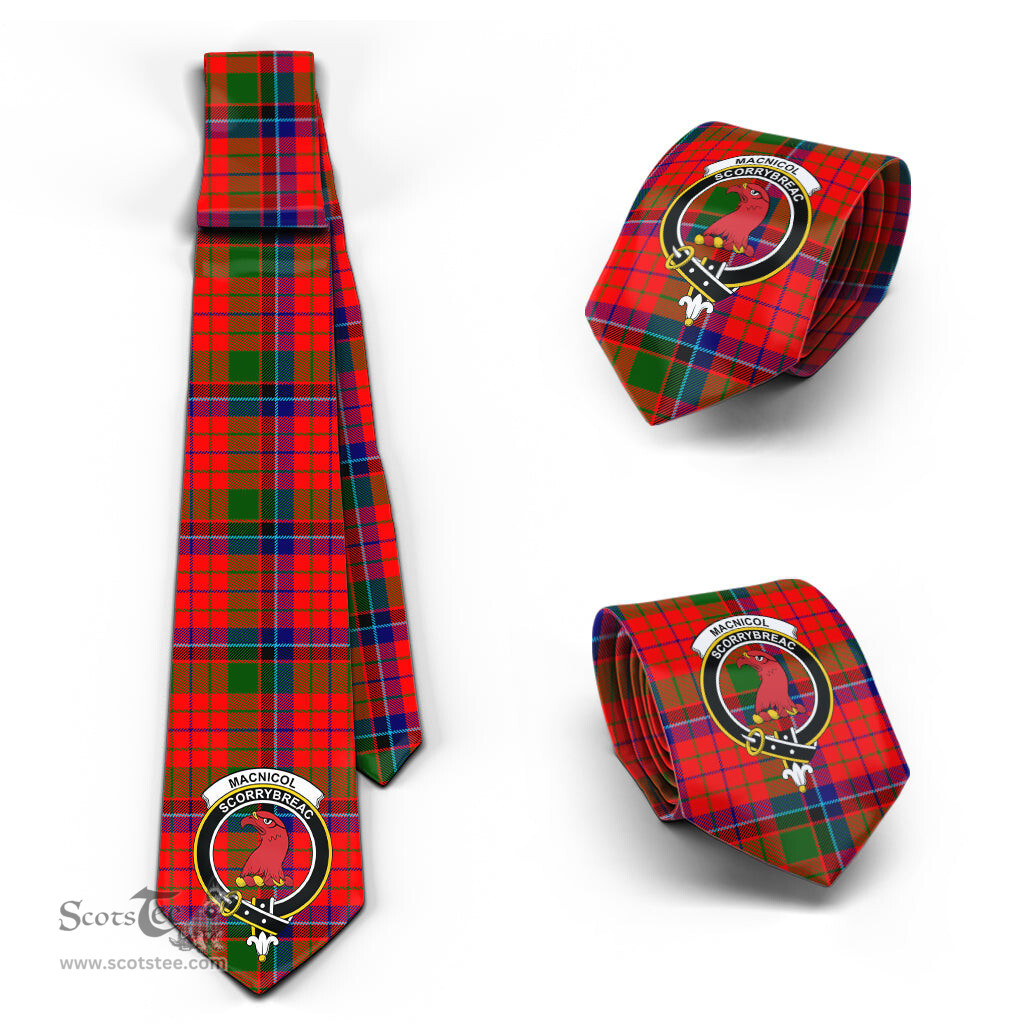 Scottish MacNicol of Scorrybreac Tartan Tie with Family Crest Tartan Plaid NeckTie Scottish Plaid Tartan Plaid - ScotsTee - scotstee.com