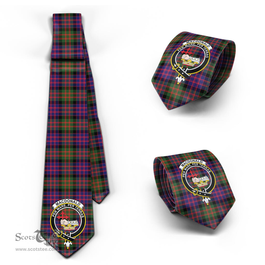Scottish MacDonald Modern Tartan Tie with Family Crest Tartan Plaid NeckTie Scottish Plaid Tartan Plaid - ScotsTee - scotstee.com