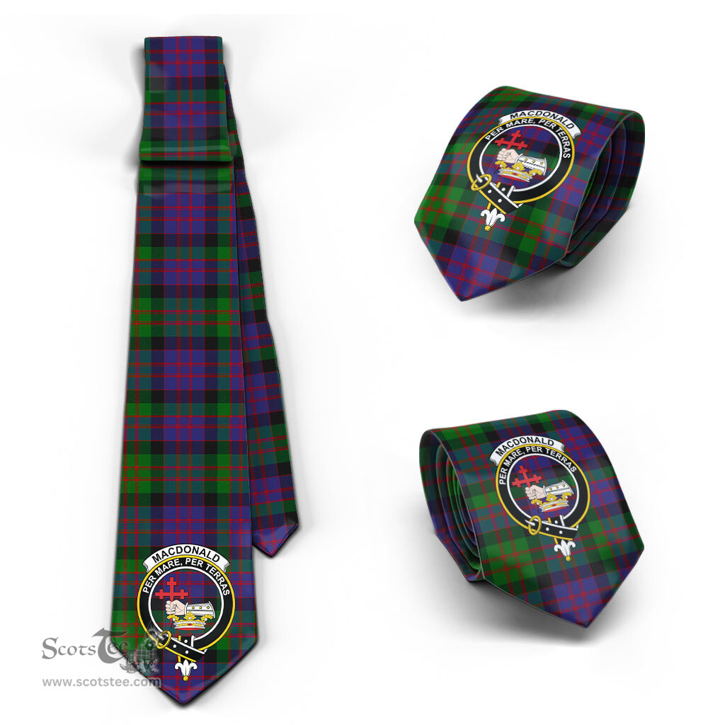 Scottish MacDonald Tartan Tie with Family Crest Tartan Plaid NeckTie Scottish Plaid Tartan Plaid - ScotsTee - scotstee.com