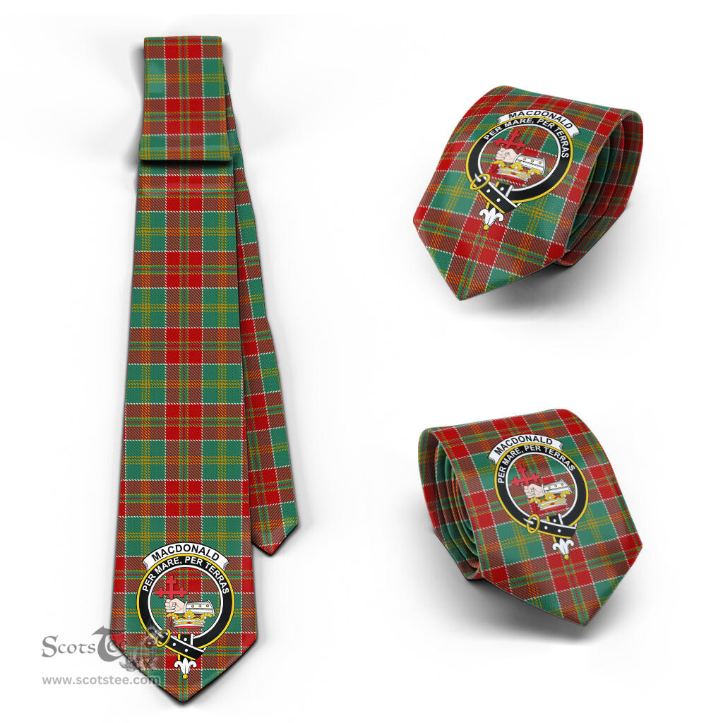 Scottish MacDonald of Kingsburgh Tartan Tie with Family Crest Tartan Plaid NeckTie Scottish Plaid Tartan Plaid - ScotsTee - scotstee.com
