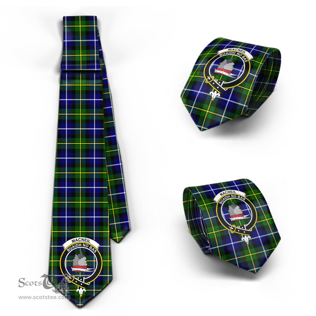 Scottish MacNeil of Barra Modern Tartan Tie with Family Crest Tartan Plaid NeckTie Scottish Plaid Tartan Plaid - ScotsTee - scotstee.com