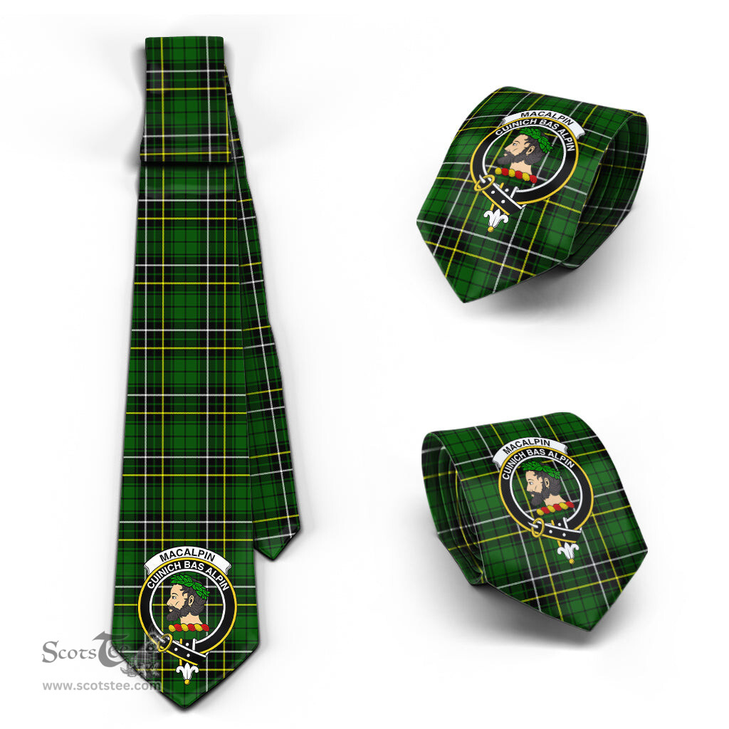 Scottish MacAlpin Modern Tartan Tie with Family Crest Tartan Plaid NeckTie Scottish Plaid Tartan Plaid - ScotsTee - scotstee.com