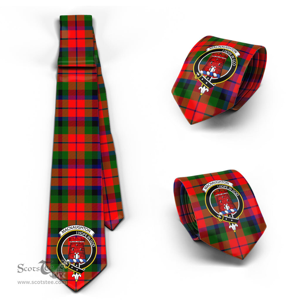 Scottish MacNaughton Modern Tartan Tie with Family Crest Tartan Plaid NeckTie Scottish Plaid Tartan Plaid - ScotsTee - scotstee.com