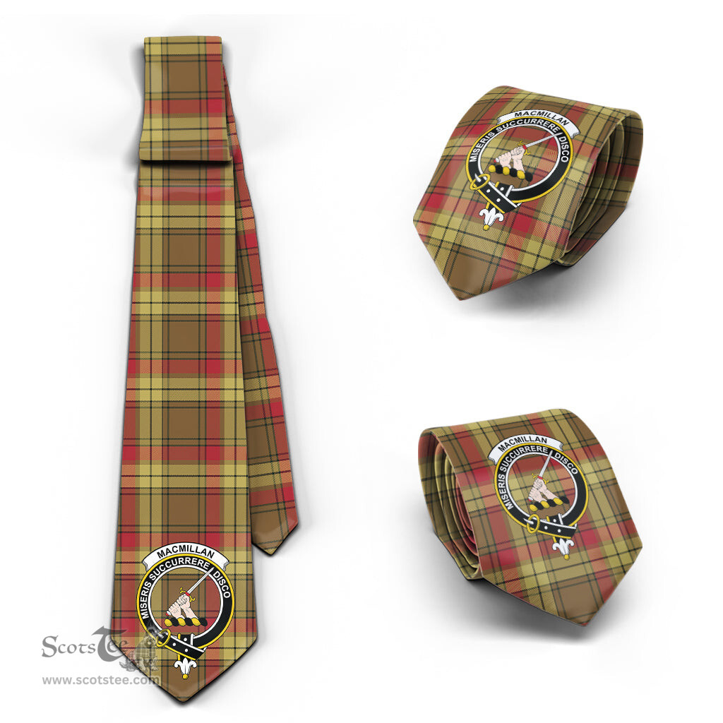Scottish MacMillan Old Weathered Tartan Tie with Family Crest Tartan Plaid NeckTie Scottish Plaid Tartan Plaid - ScotsTee - scotstee.com