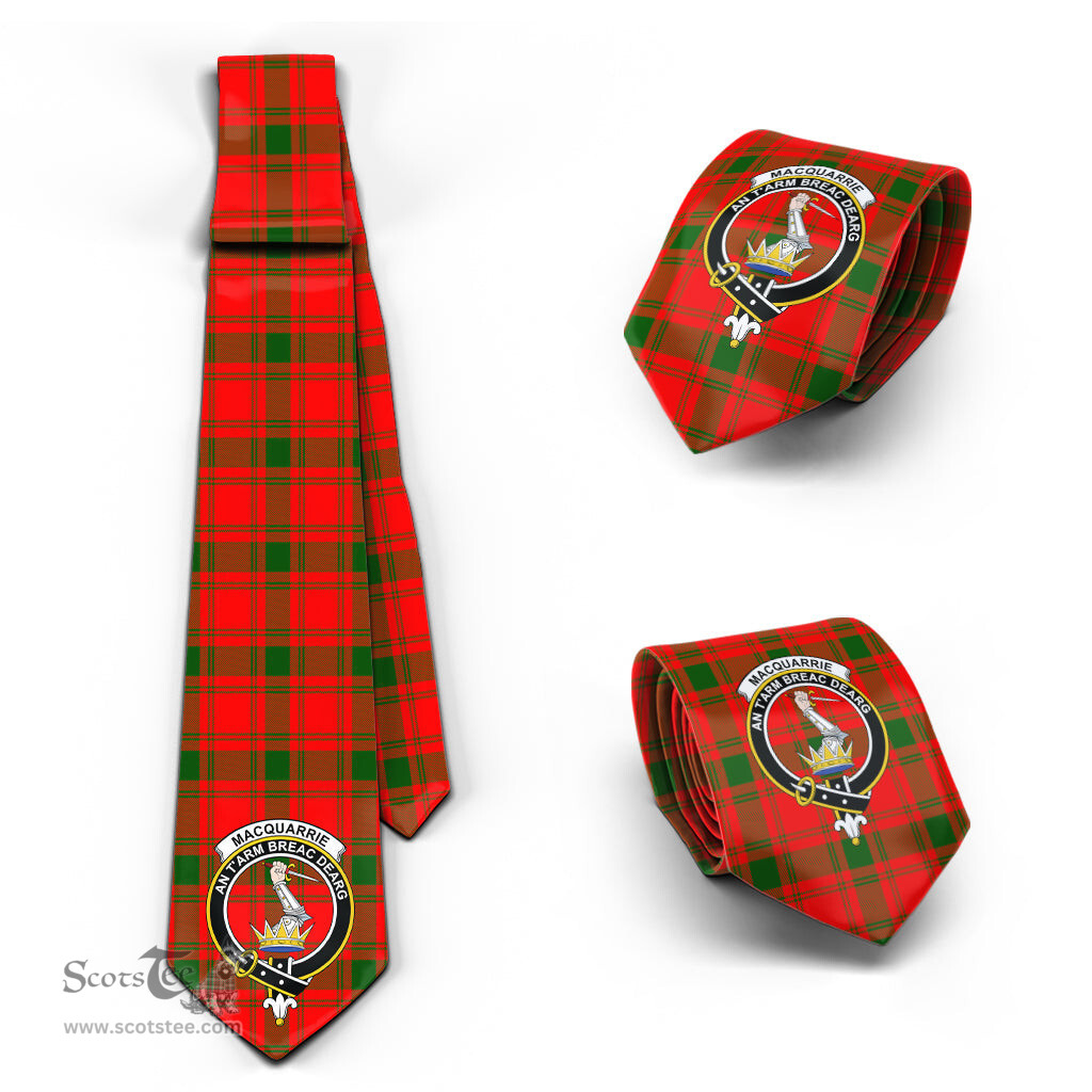 Scottish MacQuarrie Modern Tartan Tie with Family Crest Tartan Plaid NeckTie Scottish Plaid Tartan Plaid - ScotsTee - scotstee.com