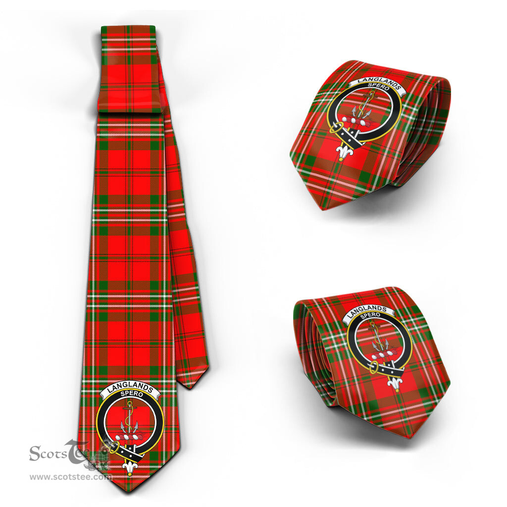 Scottish Langlands Tartan Tie with Family Crest Tartan Plaid NeckTie Scottish Plaid Tartan Plaid - ScotsTee - scotstee.com