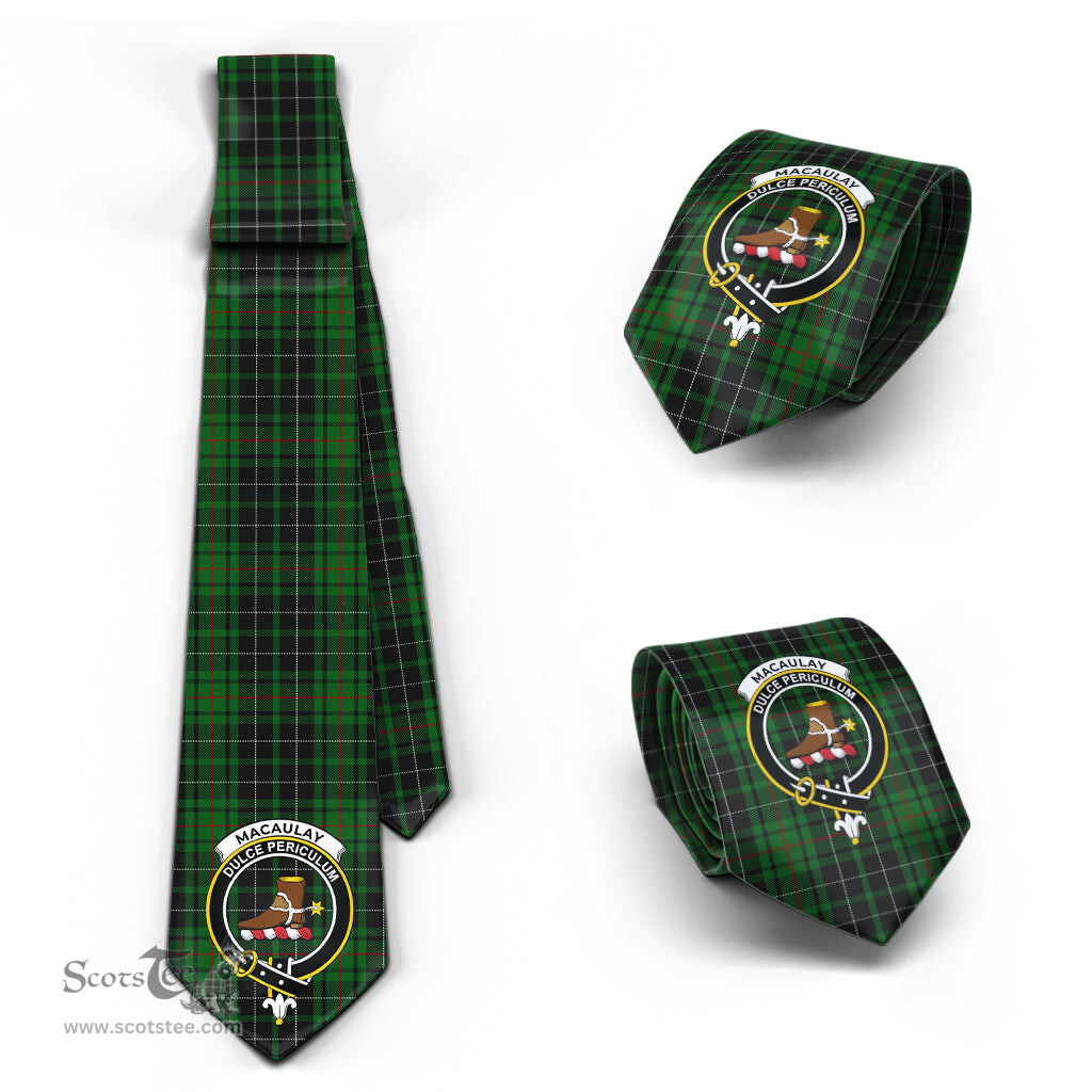 Scottish MacAulay Hunting Tartan Tie with Family Crest Tartan Plaid NeckTie Scottish Plaid Tartan Plaid - ScotsTee - scotstee.com