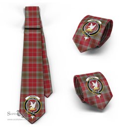 Scottish Lindsay Weathered Tartan Tie with Family Crest Tartan Plaid NeckTie Scottish Plaid Tartan Plaid - ScotsTee - scotstee.com