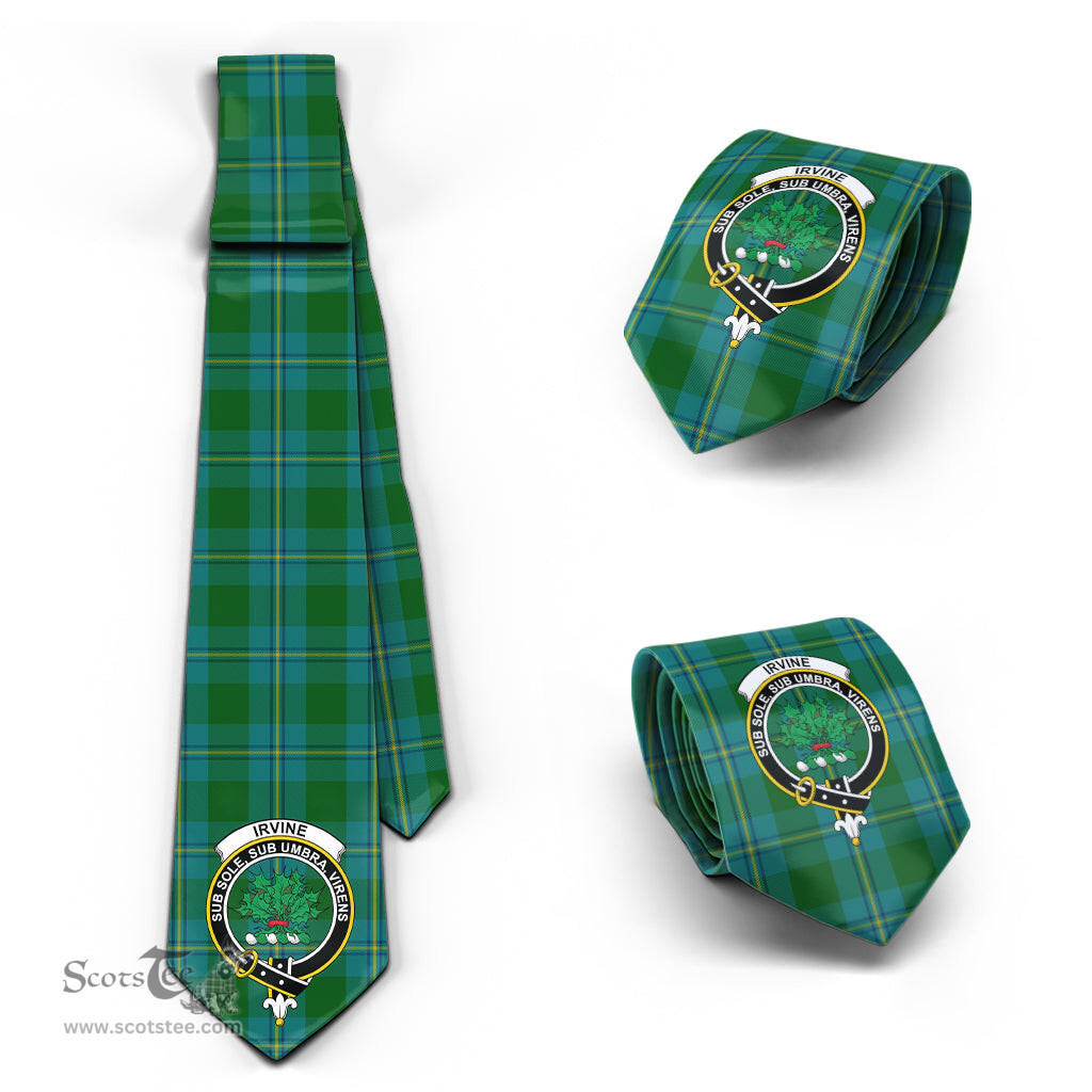 Scottish Irvine of Bonshaw Tartan Tie with Family Crest Tartan Plaid NeckTie Scottish Plaid Tartan Plaid - ScotsTee - scotstee.com