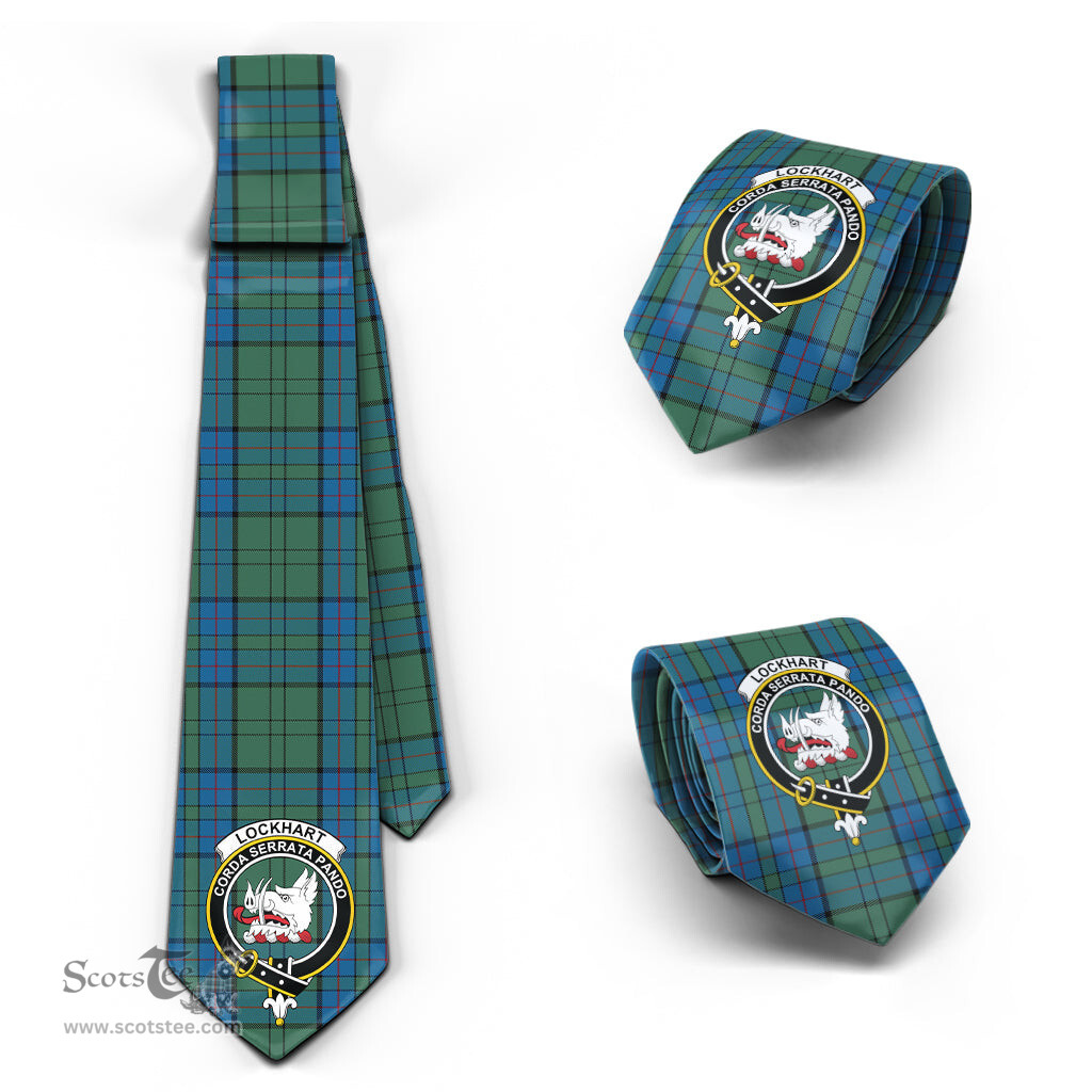 Scottish Lockhart Tartan Tie with Family Crest Tartan Plaid NeckTie Scottish Plaid Tartan Plaid - ScotsTee - scotstee.com