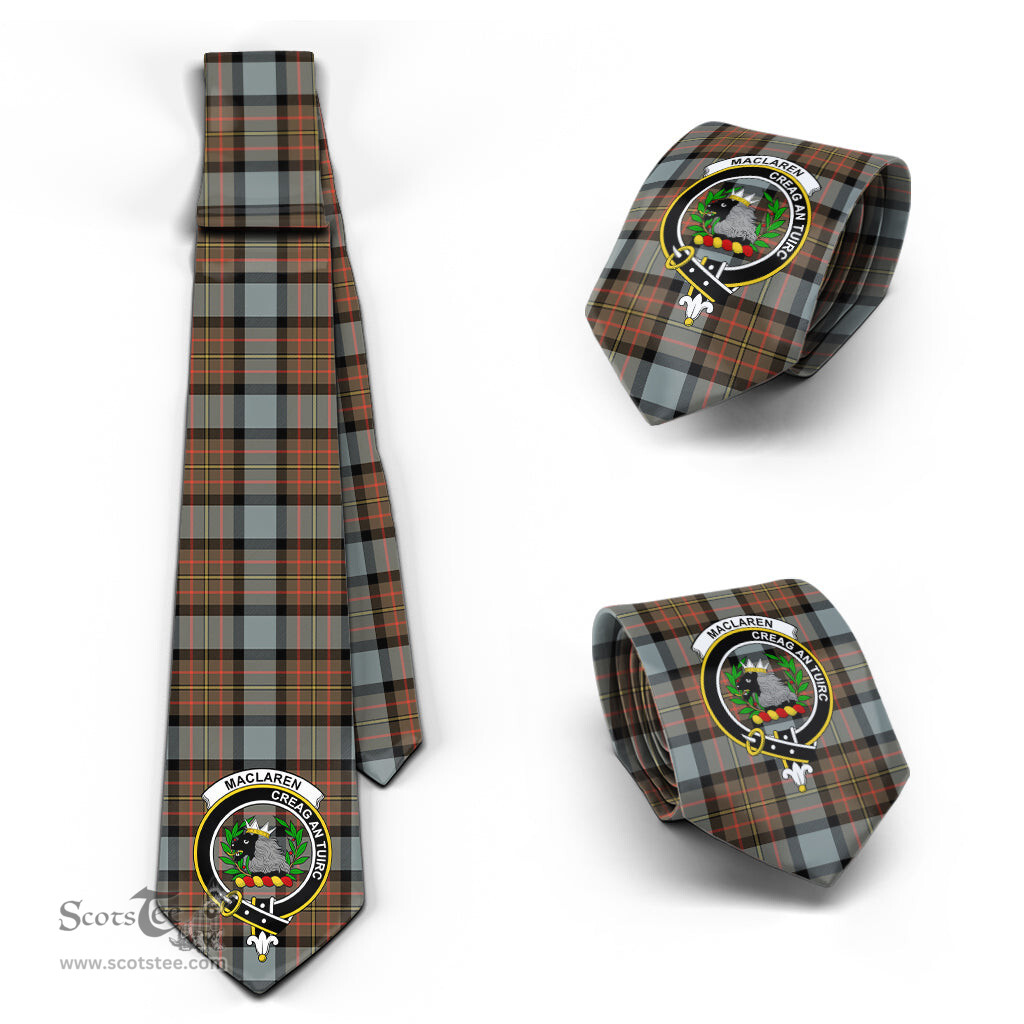 Scottish MacLaren Weathered Tartan Tie with Family Crest Tartan Plaid NeckTie Scottish Plaid Tartan Plaid - ScotsTee - scotstee.com