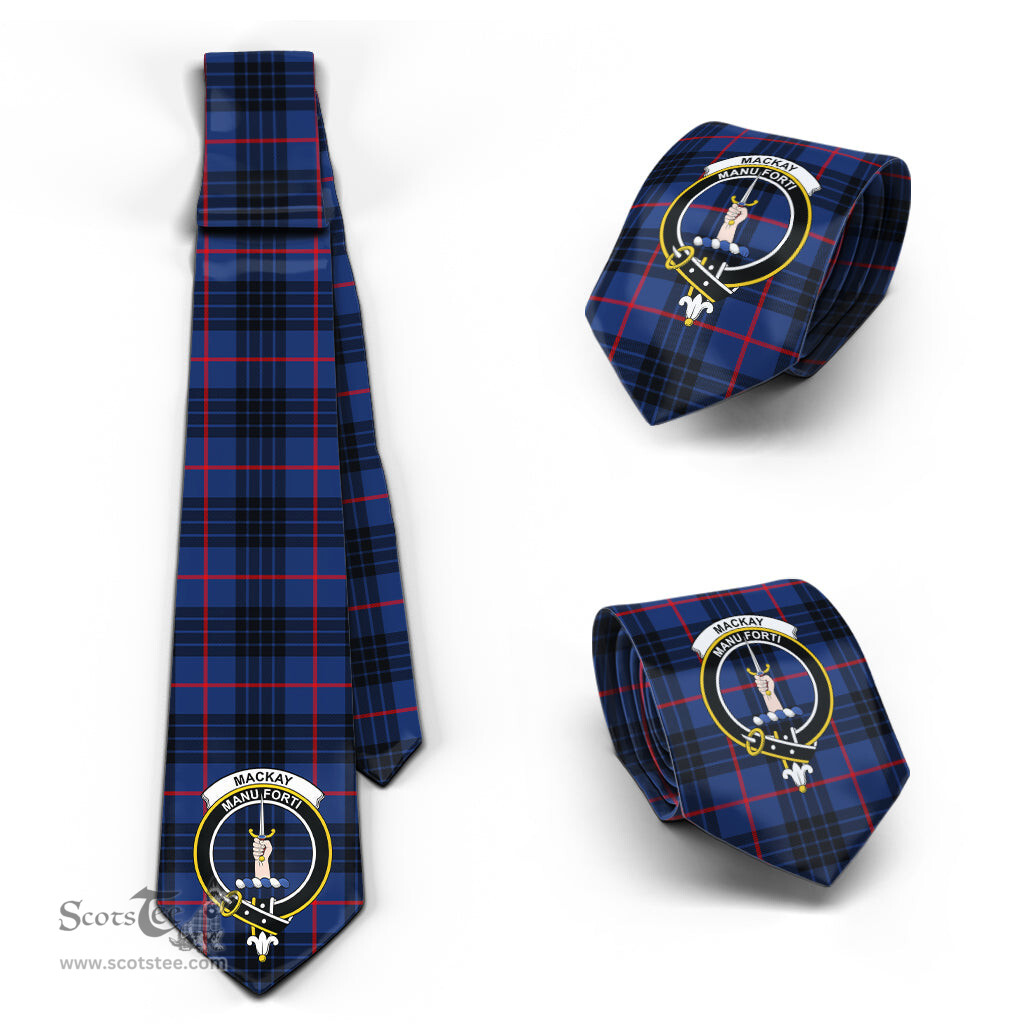 Scottish MacKay Blue Modern Tartan Tie with Family Crest Tartan Plaid NeckTie Scottish Plaid Tartan Plaid - ScotsTee - scotstee.com