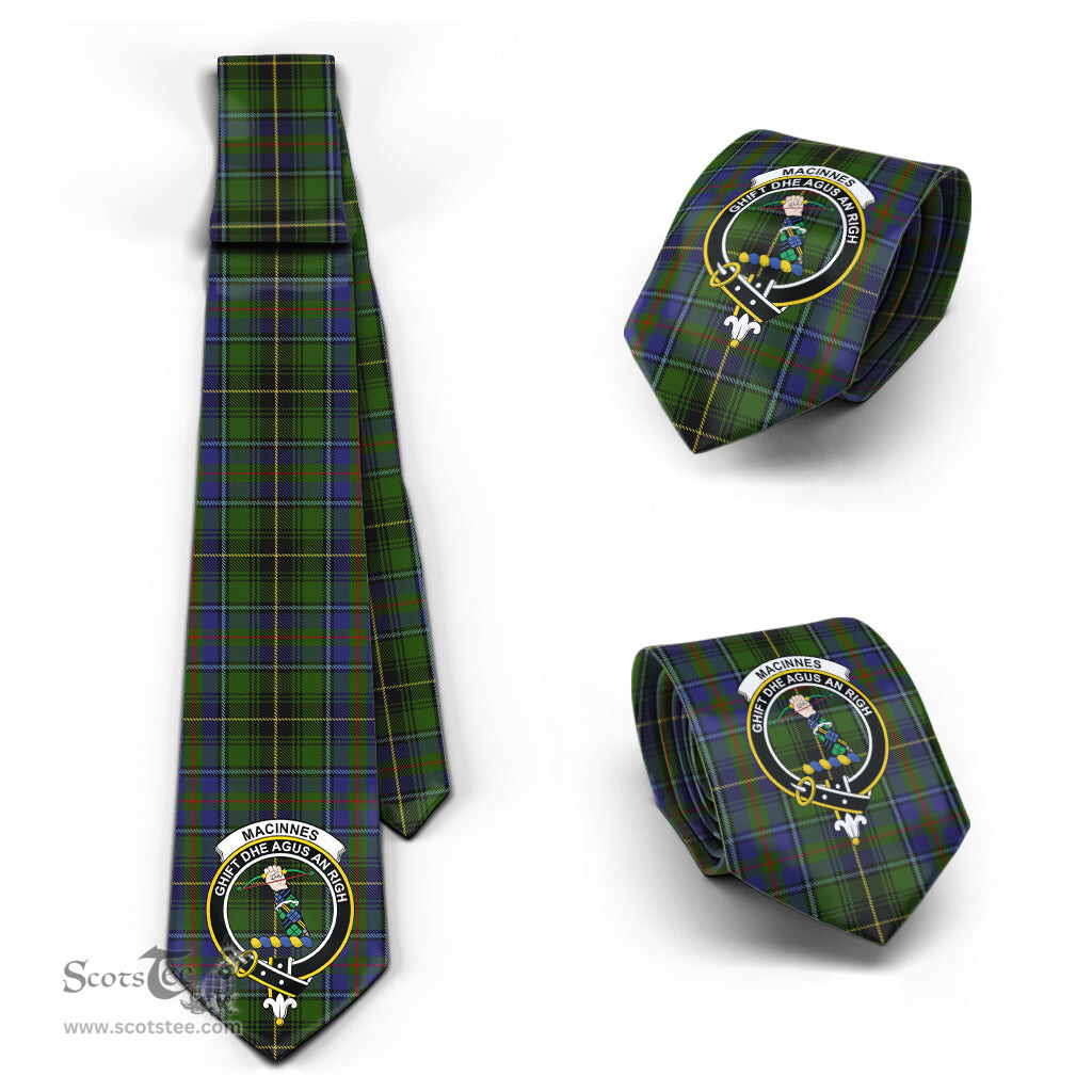 Scottish MacInnes Tartan Tie with Family Crest Tartan Plaid NeckTie Scottish Plaid Tartan Plaid - ScotsTee - scotstee.com