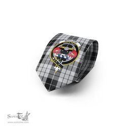 Scottish MacLeod Black and White Tartan Tie with Family Crest Tartan Plaid NeckTie Scottish Plaid Tartan Plaid - ScotsTee - scotstee.com