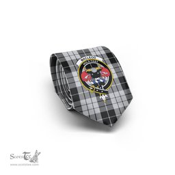 Scottish MacLeod Black and White Tartan Tie with Family Crest Tartan Plaid NeckTie Scottish Plaid Tartan Plaid - ScotsTee - scotstee.com
