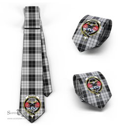 Scottish MacLeod Black and White Tartan Tie with Family Crest Tartan Plaid NeckTie Scottish Plaid Tartan Plaid - ScotsTee - scotstee.com