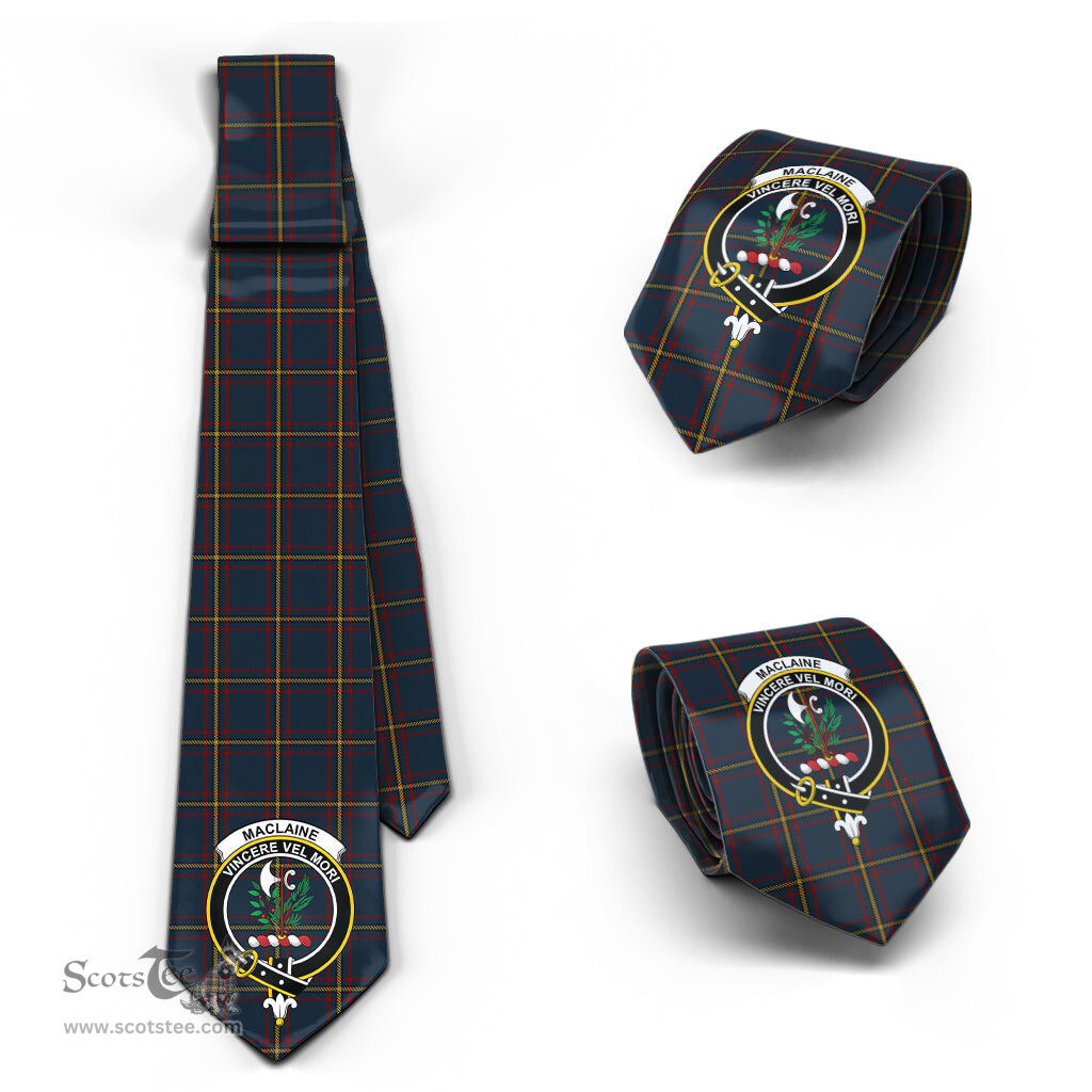 Scottish MacLaine of Lochbuie Hunting Tartan Tie with Family Crest Tartan Plaid NeckTie Scottish Plaid Tartan Plaid - ScotsTee - scotstee.com