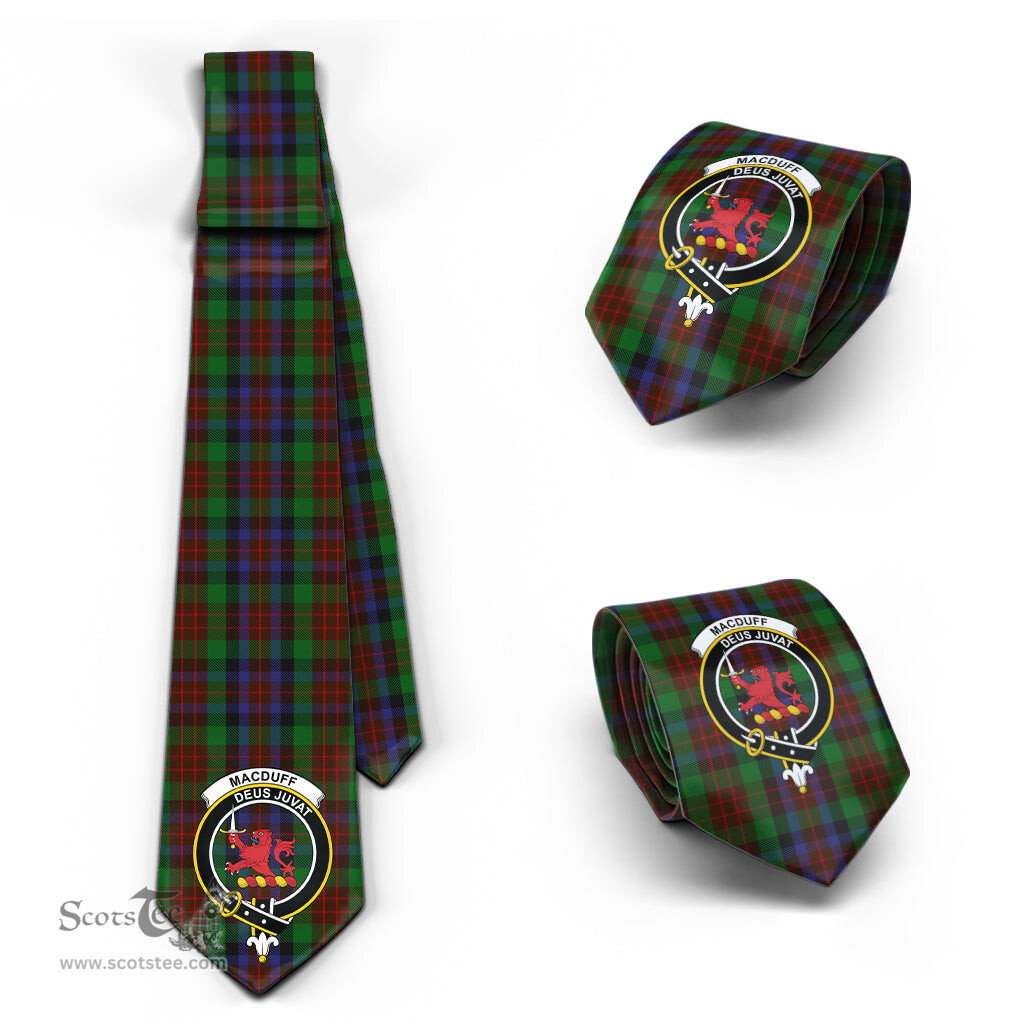 Scottish MacDuff Hunting Tartan Tie with Family Crest Tartan Plaid NeckTie Scottish Plaid Tartan Plaid - ScotsTee - scotstee.com