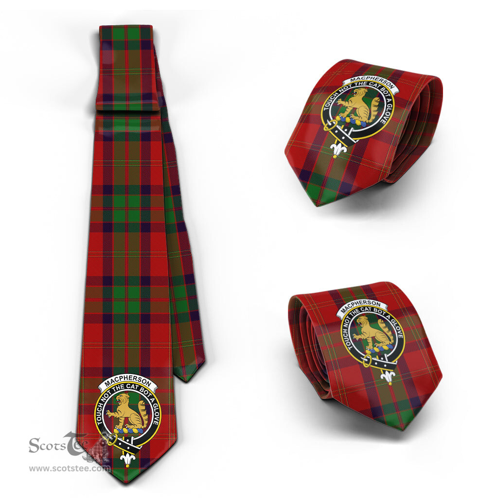 Scottish MacPherson of Cluny Tartan Tie with Family Crest Tartan Plaid NeckTie Scottish Plaid Tartan Plaid - ScotsTee - scotstee.com