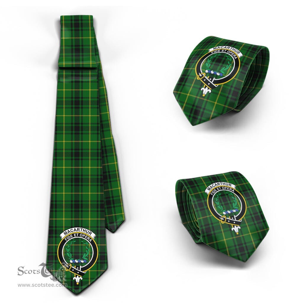 Scottish MacArthur Tartan Tie with Family Crest Tartan Plaid NeckTie Scottish Plaid Tartan Plaid - ScotsTee - scotstee.com