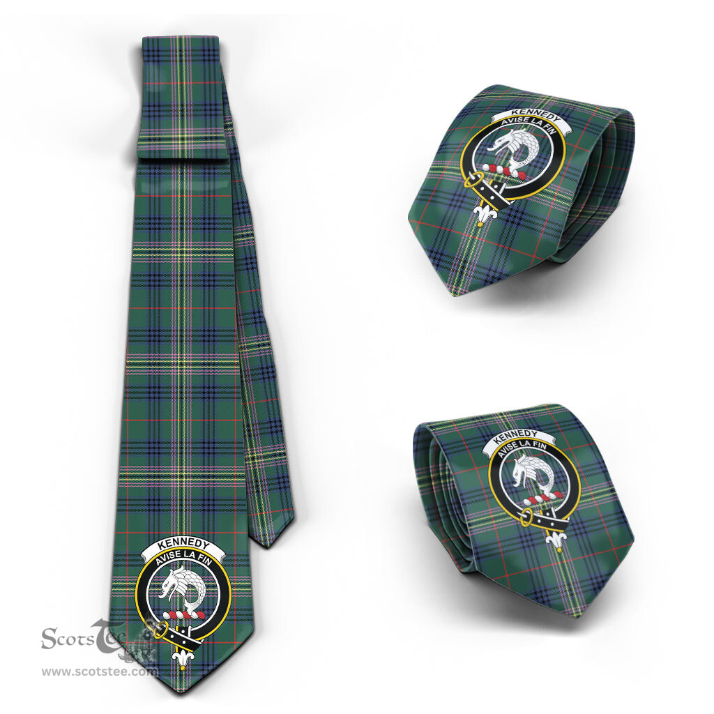 Scottish Kennedy Modern Tartan Tie with Family Crest Tartan Plaid NeckTie Scottish Plaid Tartan Plaid - ScotsTee - scotstee.com