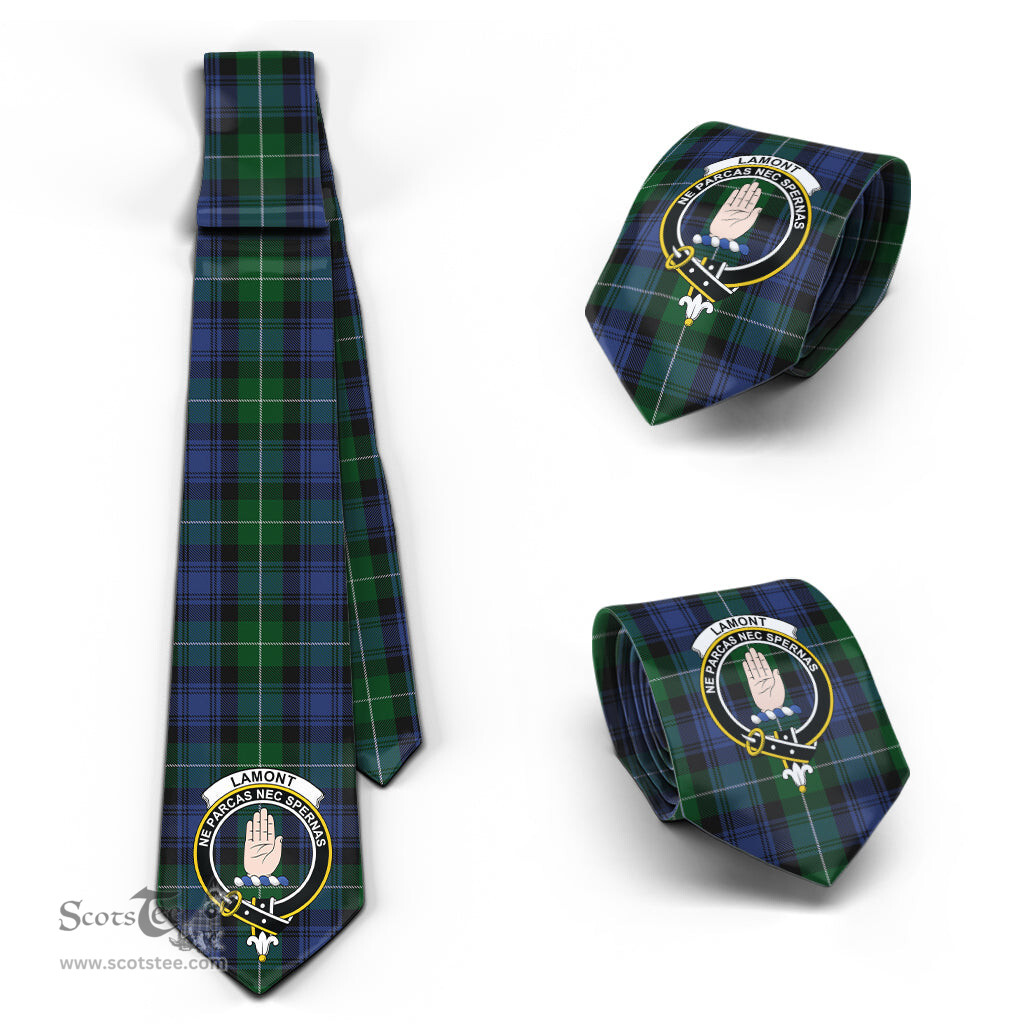 Scottish Lamont #2 Tartan Tie with Family Crest Tartan Plaid NeckTie Scottish Plaid Tartan Plaid - ScotsTee - scotstee.com