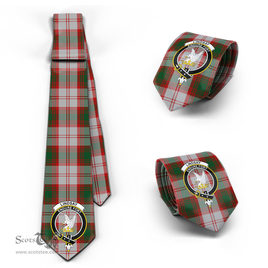 Scottish Lindsay Dress Red Tartan Tie with Family Crest Tartan Plaid NeckTie Scottish Plaid Tartan Plaid - ScotsTee - scotstee.com