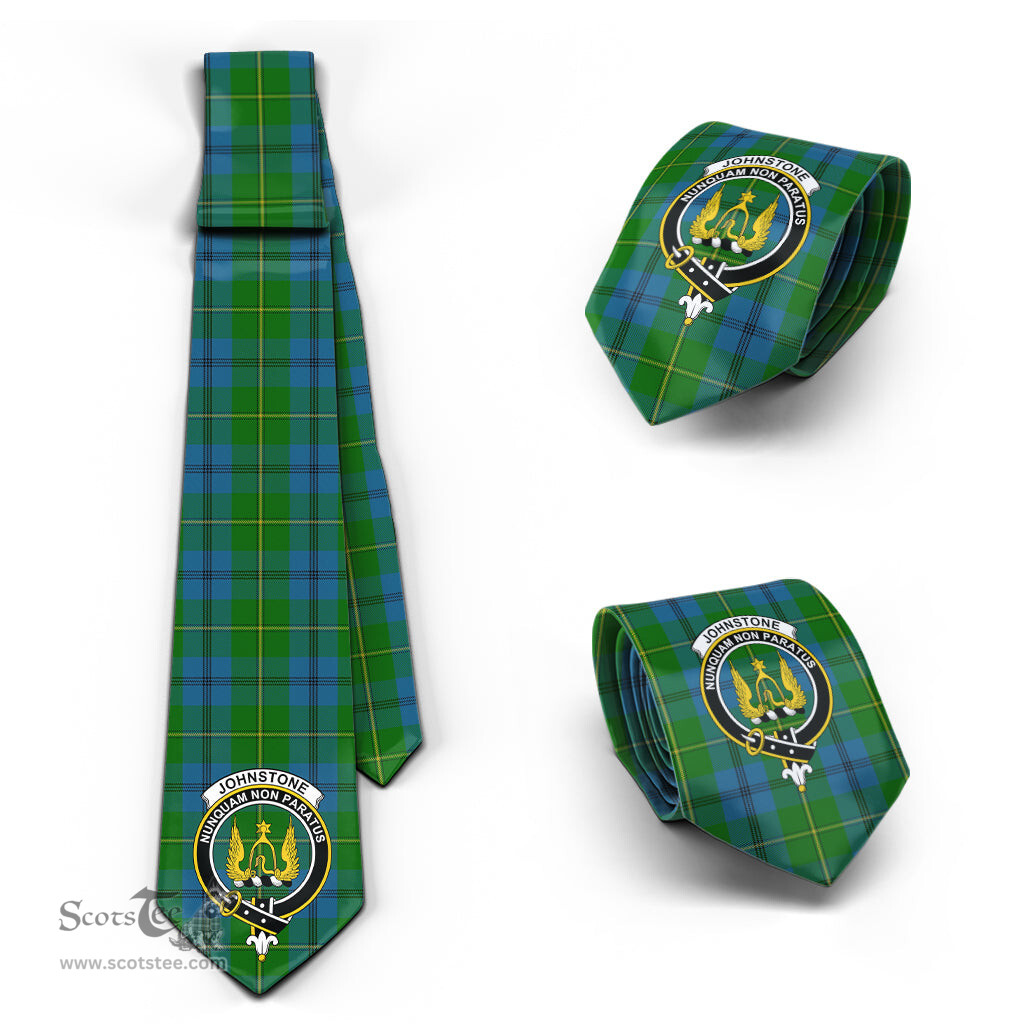 Scottish Johnstone-Johnston Tartan Tie with Family Crest Tartan Plaid NeckTie Scottish Plaid Tartan Plaid - ScotsTee - scotstee.com