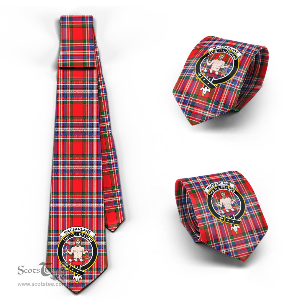 Scottish MacFarlane Modern Tartan Tie with Family Crest Tartan Plaid NeckTie Scottish Plaid Tartan Plaid - ScotsTee - scotstee.com
