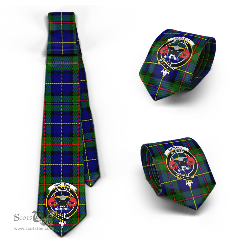 Scottish MacLeod of Harris Modern Tartan Tie with Family Crest Tartan Plaid NeckTie Scottish Plaid Tartan Plaid - ScotsTee - scotstee.com