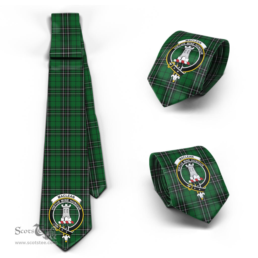 Scottish MacLean of Duart Hunting Tartan Tie with Family Crest Tartan Plaid NeckTie Scottish Plaid Tartan Plaid - ScotsTee - scotstee.com
