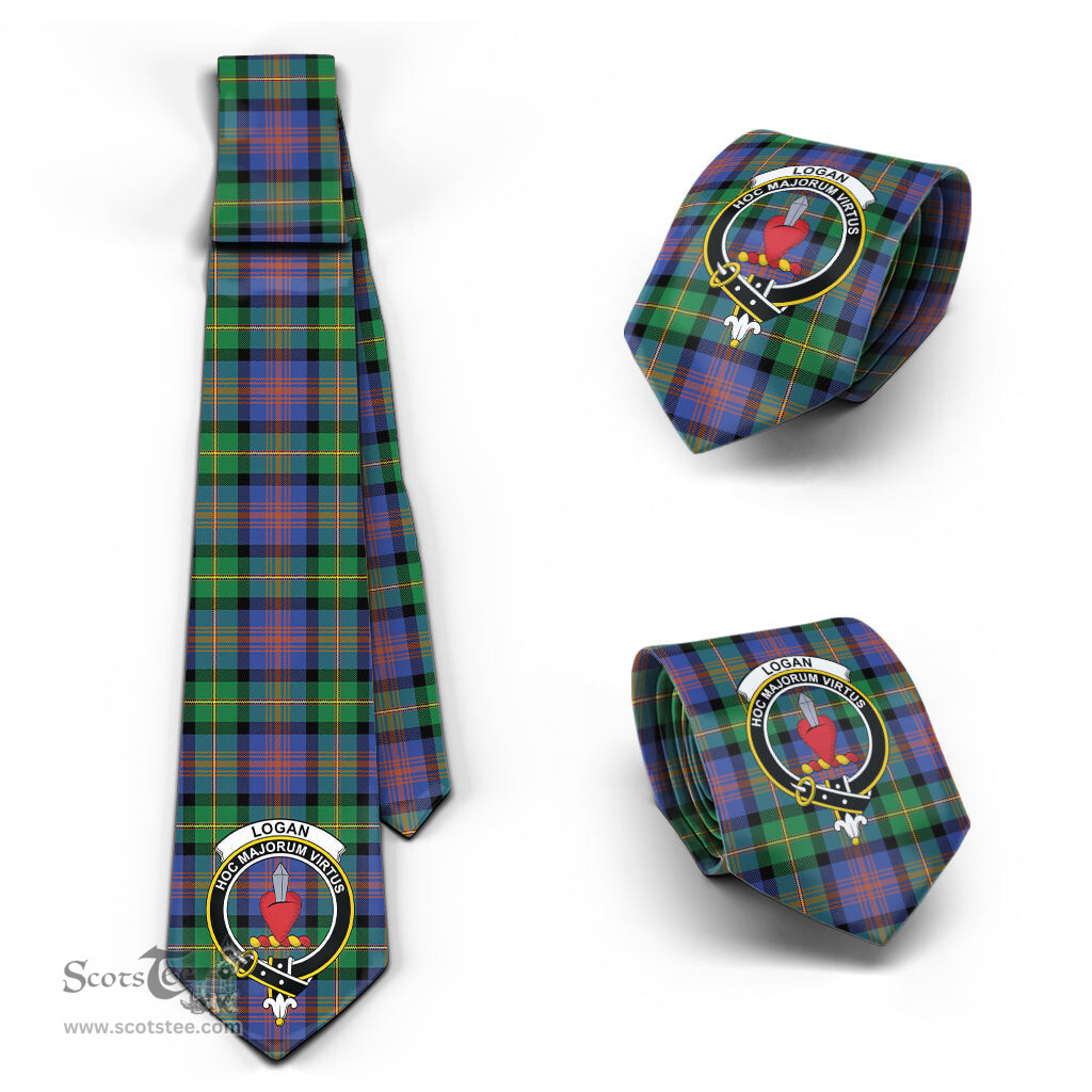 Scottish Logan Ancient Tartan Tie with Family Crest Tartan Plaid NeckTie Scottish Plaid Tartan Plaid - ScotsTee - scotstee.com