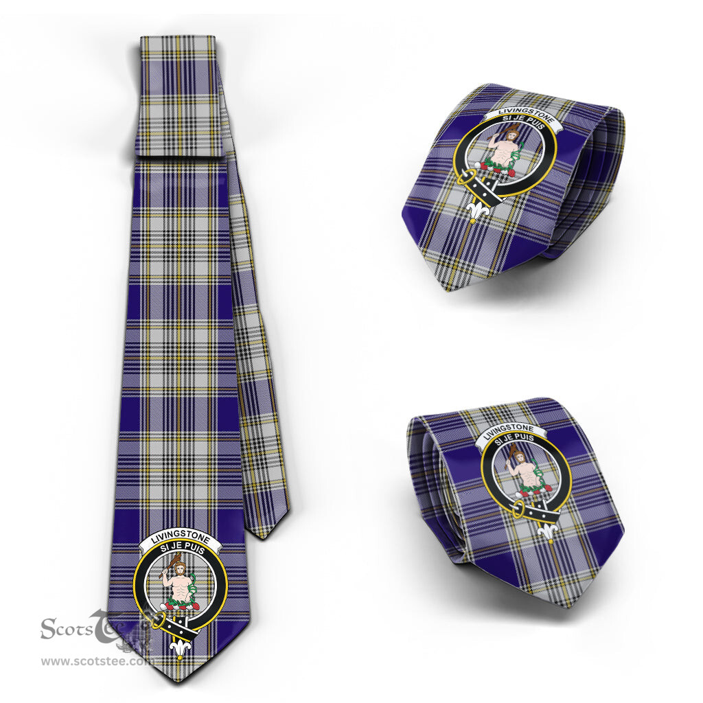 Scottish Livingston Dress Tartan Tie with Family Crest Tartan Plaid NeckTie Scottish Plaid Tartan Plaid - ScotsTee - scotstee.com